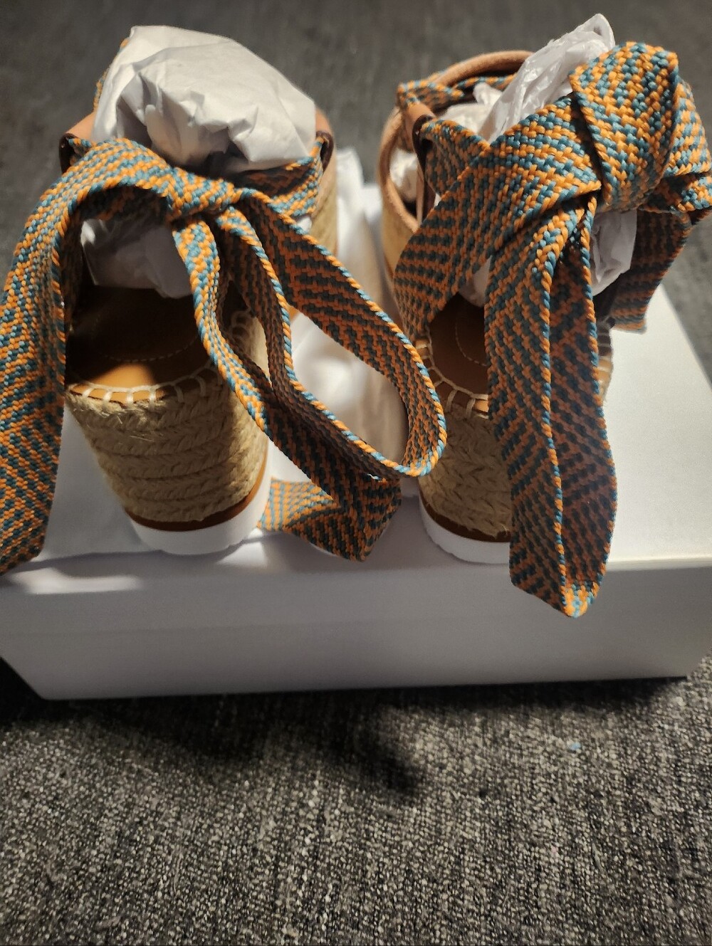 NEW See By Chloé Tan Suede Lace-Up Espadrille Platform Sandals w/ Box & Dust Bag - Picture 2 of 4
